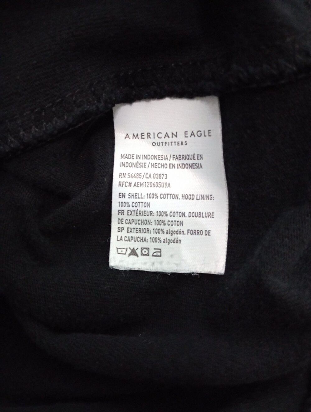 American Eagle MENS BLACK HOODIE LONG SLEEVE SWEATSHIRT SZ MEDIUM GRAPHIC SLEVE - Picture 10 of 12